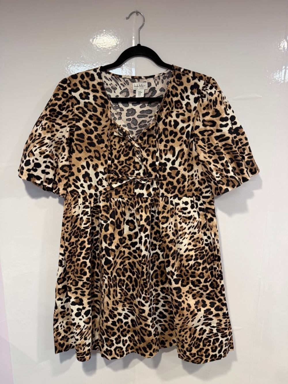 Cheetah Nicole Miller tie front layered dress